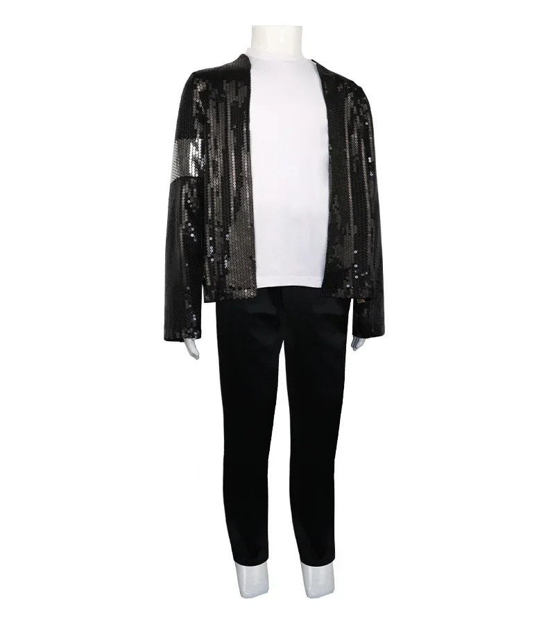 Michael Jackson Dance Black Sequined Suit Performance Show Costume for Kids Adults Jacket Pants At Gloves Glasses Socks Costumes