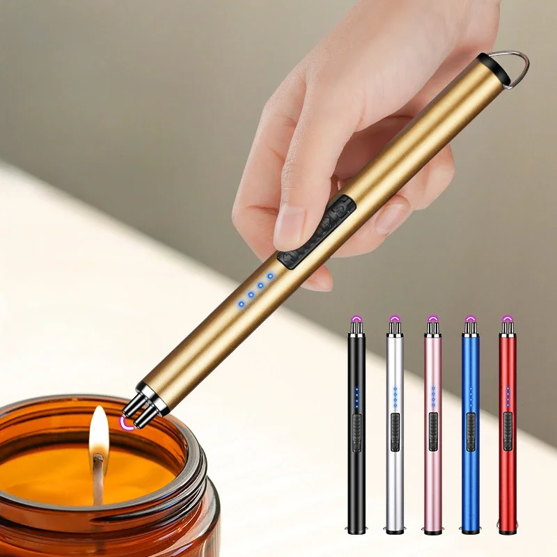 Windproof Electric Arc Lighter Gas Stove Candle Kitchen Lighter Power Display Long Pulse Ignition Gun USB Rechargeable Lighter