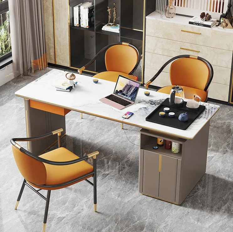 

Light Luxury Rock Board Desk, Minimalist Office Desk, Tea Making Table, Designer Italian Office Desk
