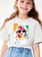 Colorful Figure Graphic Print Cotton T-shirt,  Casual Creative Trendy  Short Sleeve Crew Neck Top For Summer 1