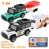 1:64 Metal Alloy Proportional Remote Control Vehicle Model 2.4GHz Mini Simulation RC Car With Trailer 3