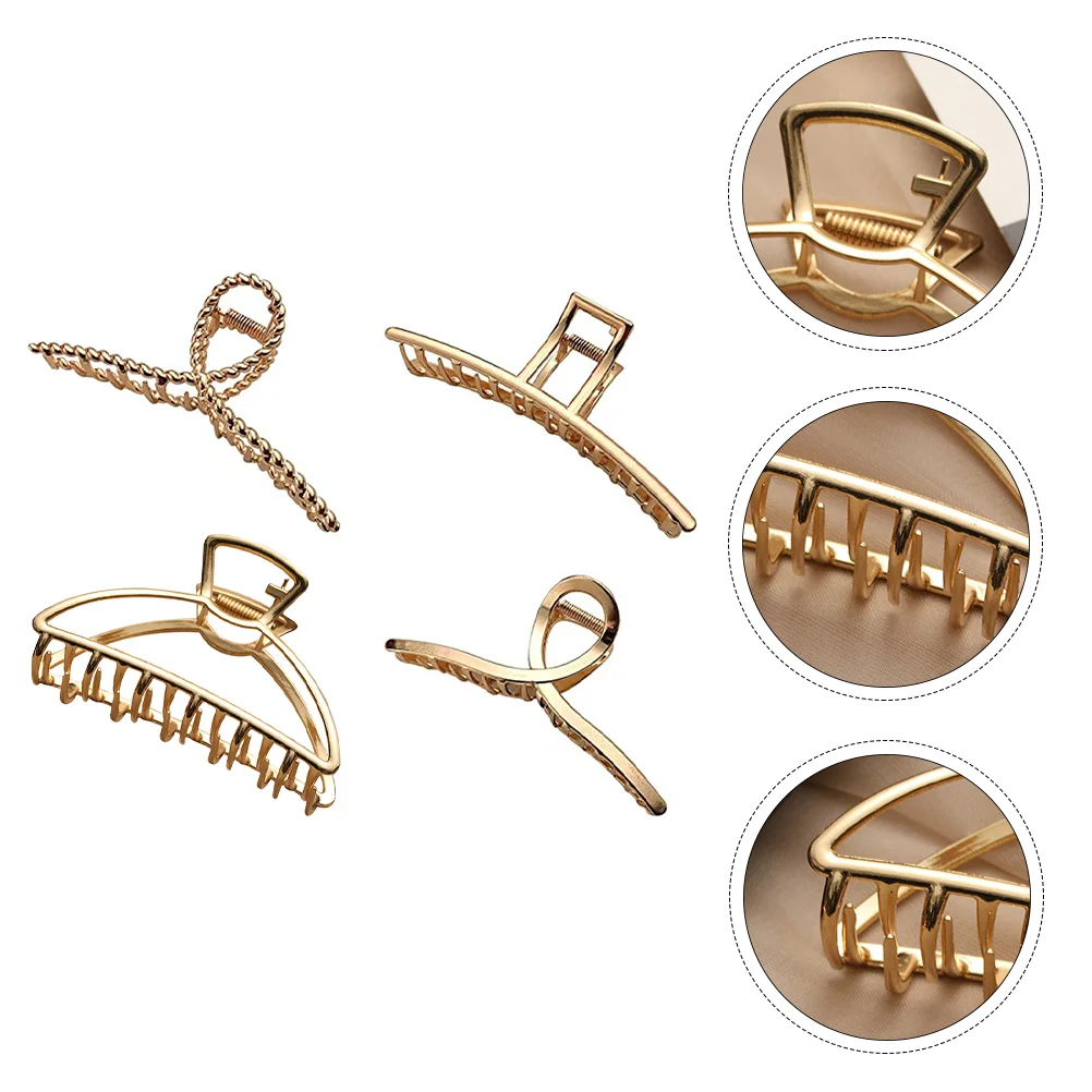 

4pcs Large Hair Clips Big Claw Clips Metal Hair Catch Barrette Jaw Clamp Non- Bun Hairpins for Thick Hair Fixing Styling Shower