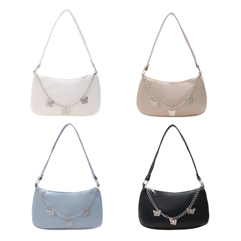 

Women's for Butterfly Chain Handbag Stylish Underarm Bags PU Solid Shoulder E74B