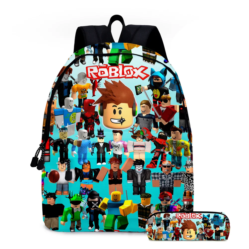 3PC-SET Set ROBLOX Virtual World Primary Secondary School Schoolbag Backpack Lunch Bag  Anime Cartoon School Bag Mochila images - 6