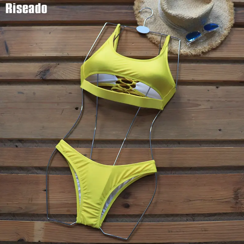 Riseado Cut Out Sexy Bikini 2022 Swimwear Women Swimsuit High Cut Biquini Strap  Brazilian Beachwear Lace Up Bathing Suit Summer - Bikinis Set - AliExpress