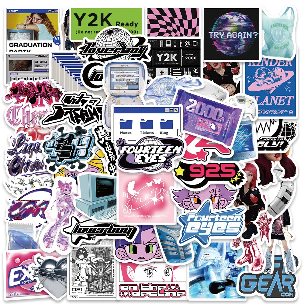 

53pcs Y2K Anime Style Cartoon Graffiti Stickers Luggage Computer Skateboard Guitar Phone DIY Stickers Waterproof Children's Gift
