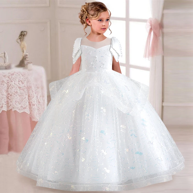 Tulle Sleeve Girls' Dresses 4-12 Years Flowers Beautiful Lace