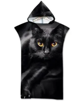 

Dog Cat Animal Printted Microfiber Skin-friendly Bath Beach Towel with Hooded Robe Poncho for Swimming Beach Man Woman Bathrobe