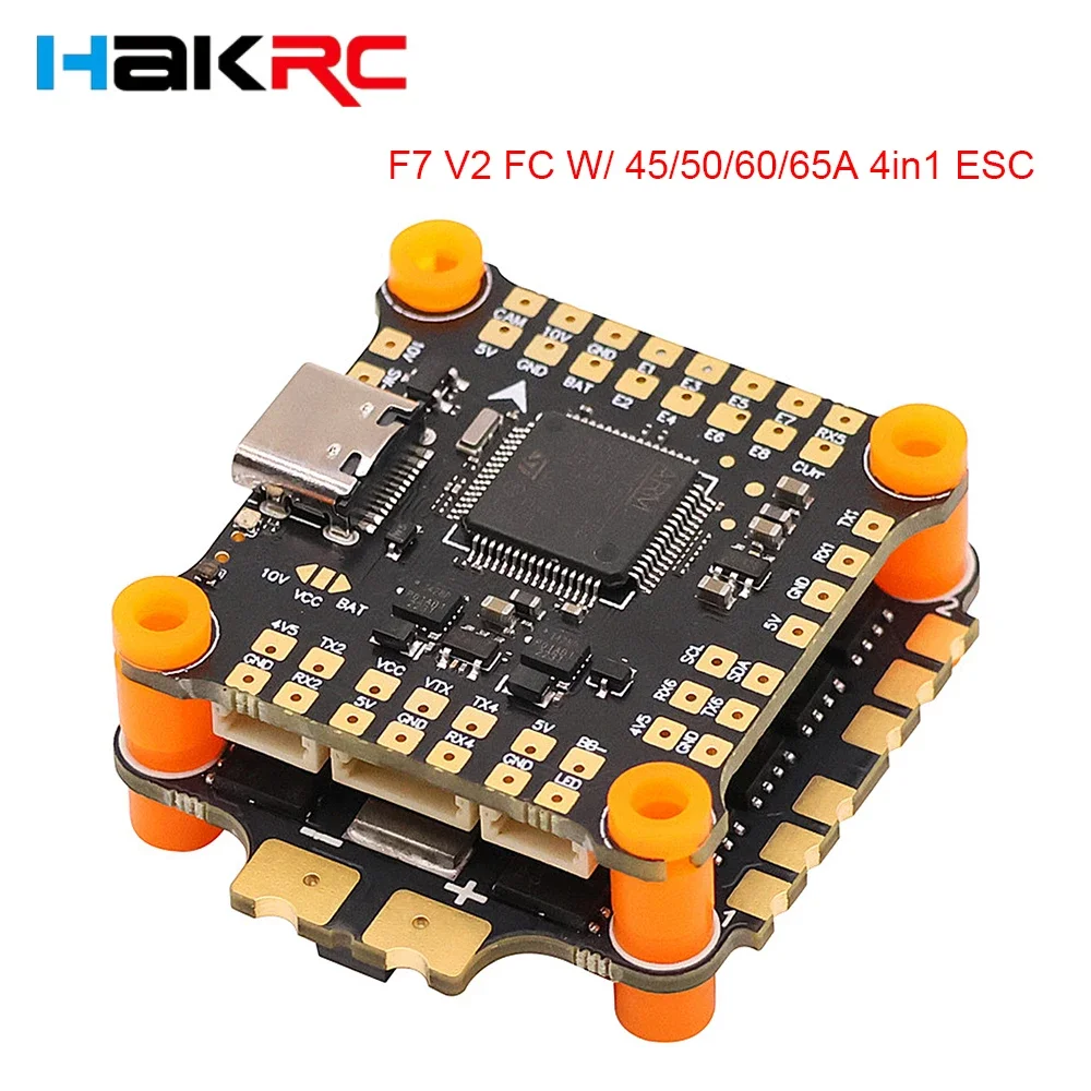 

HAKRC F722 V2 F7 Flight Controller Dual BEC W/ 45/50/60/65A 4in1 ESC DShot 150/300/600/1200 PWM for RC FPV Racing Drone