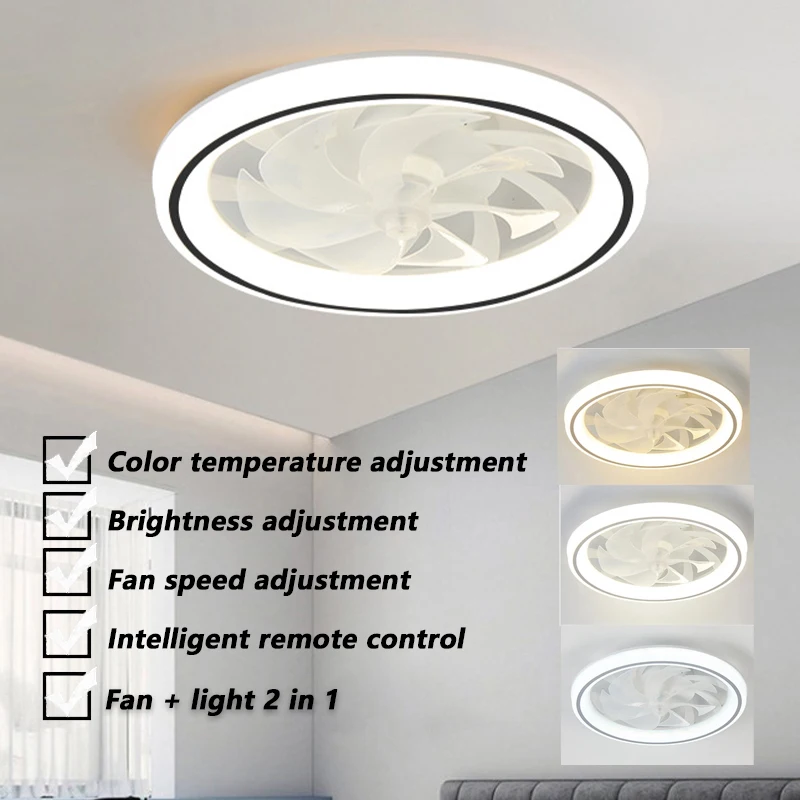 Home Decoration LED Lights 6 Gears Wind Speed 3 Types Lighting Bottom Noise Silent Bedroom Air Ventilation Quiet Fan Light