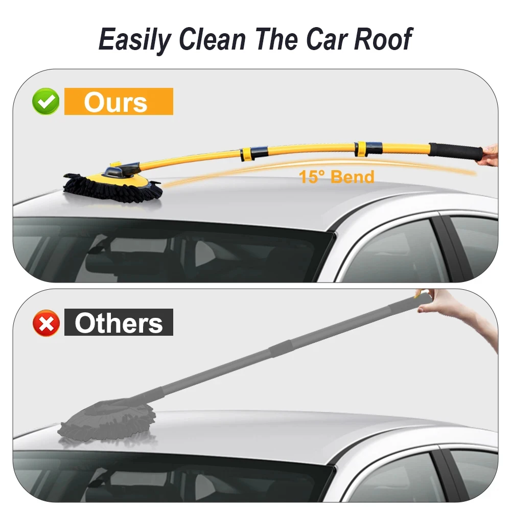 Car Cleaning Brush Car Wash Brush Telescopic Long Handle Mop Super Absorbent Chenille Broom Detailing Adjustable Auto Accessory