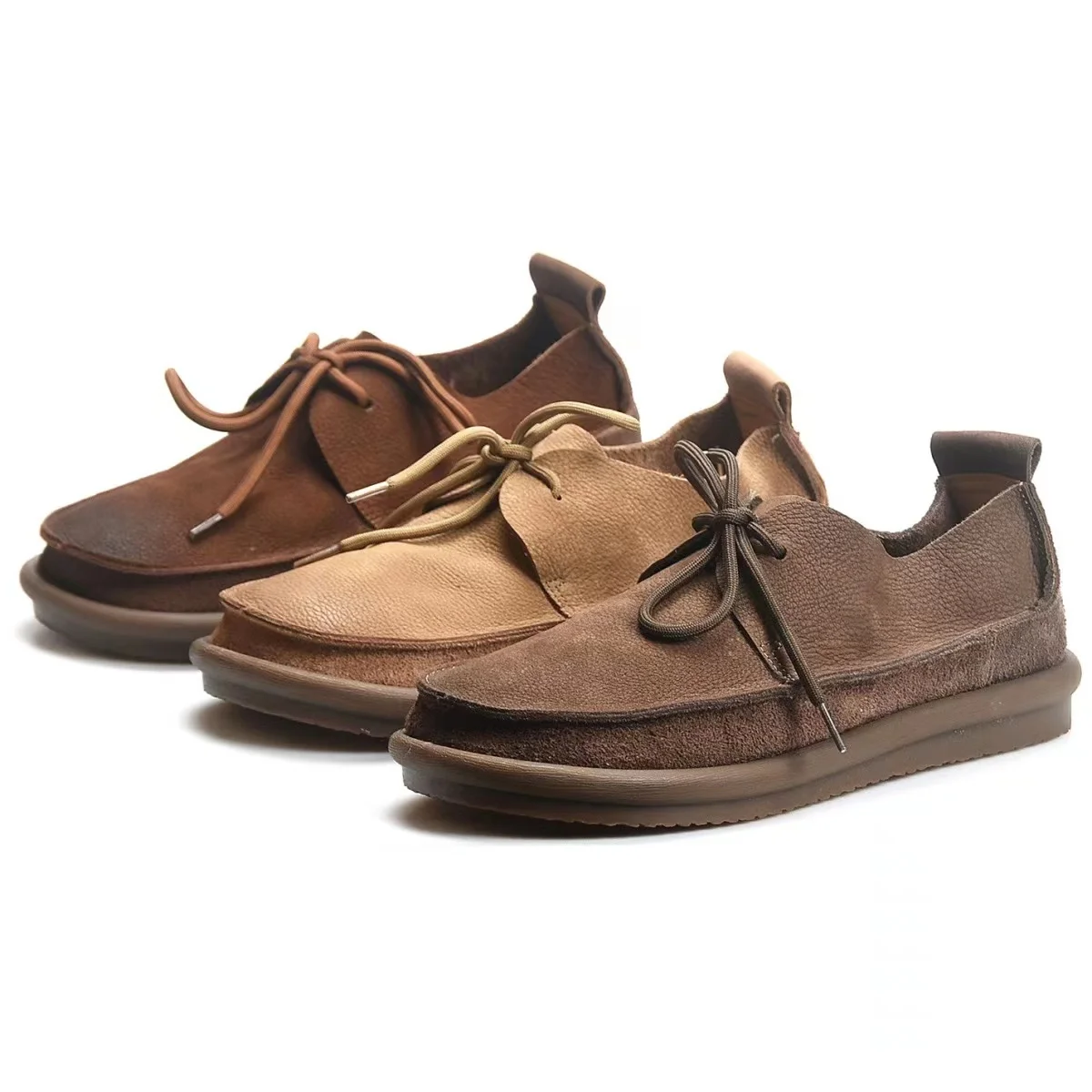 Careaymade-Handmade Genuine Leather Flats Women Shoes Round Toe Shallow Soft Sole Loafers Retro Solid Women Flats women shoes,women flats