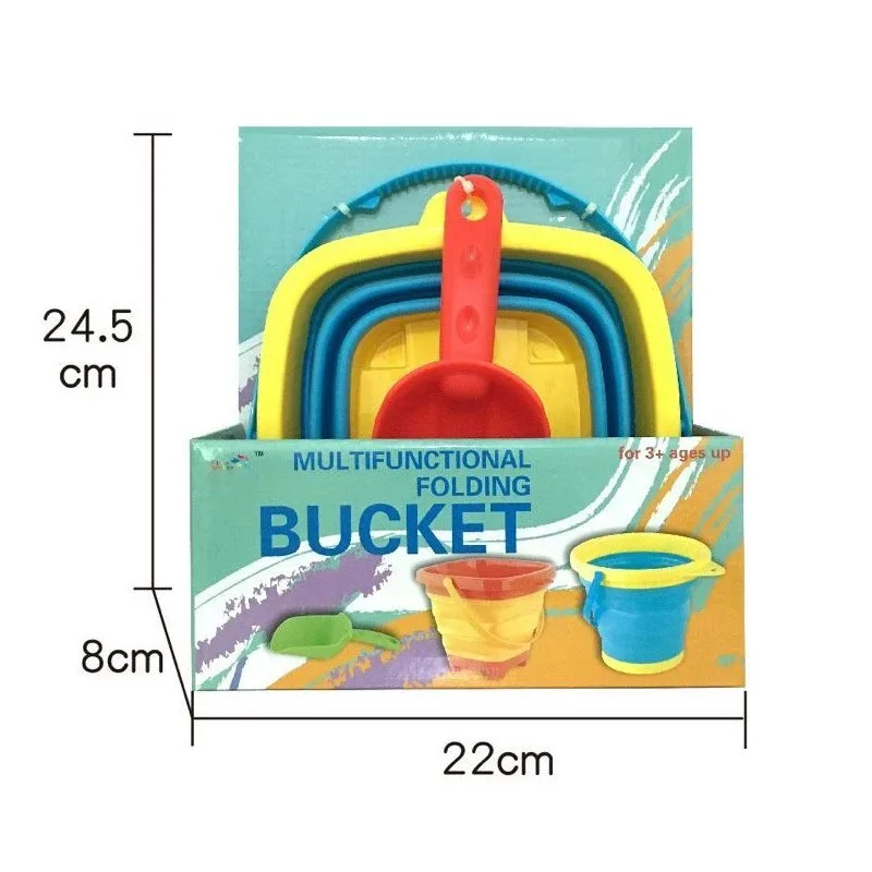 Beach Toys for Kids Foldable Bucket for Car Toddlers sand Toys with Collapsible Shovel Rake Set Sand Molds Summer Outdoor Kids 6