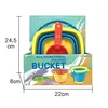 Beach Toys for Kids Foldable Bucket for Car Toddlers sand Toys with Collapsible Shovel Rake Set Sand Molds Summer Outdoor Kids 6