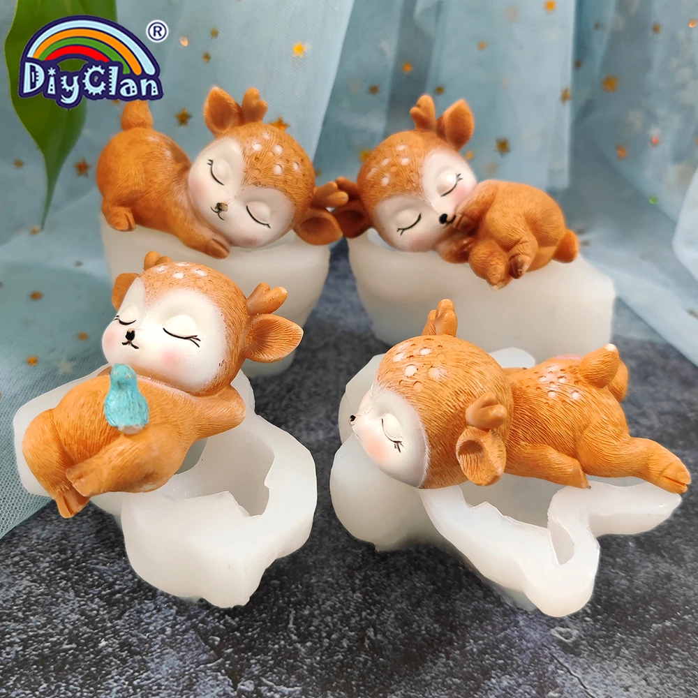 Sika 사슴 실리콘 몰드 DIY 크리 에이 티브 3D 새끼 사슴 크리스마스 촛..