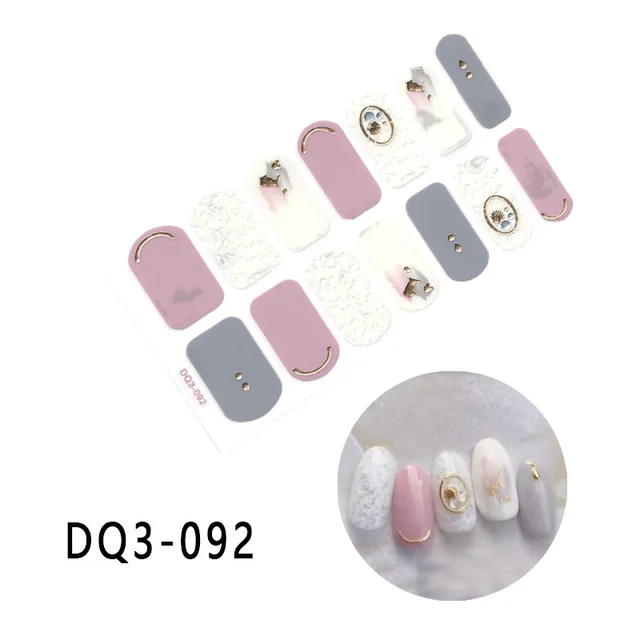 Korean Fashion Colorful 3D Glitter Sequins Nail Art Stickers Manicure DIY Nail Strips Wraps Solid Color DQ3-092