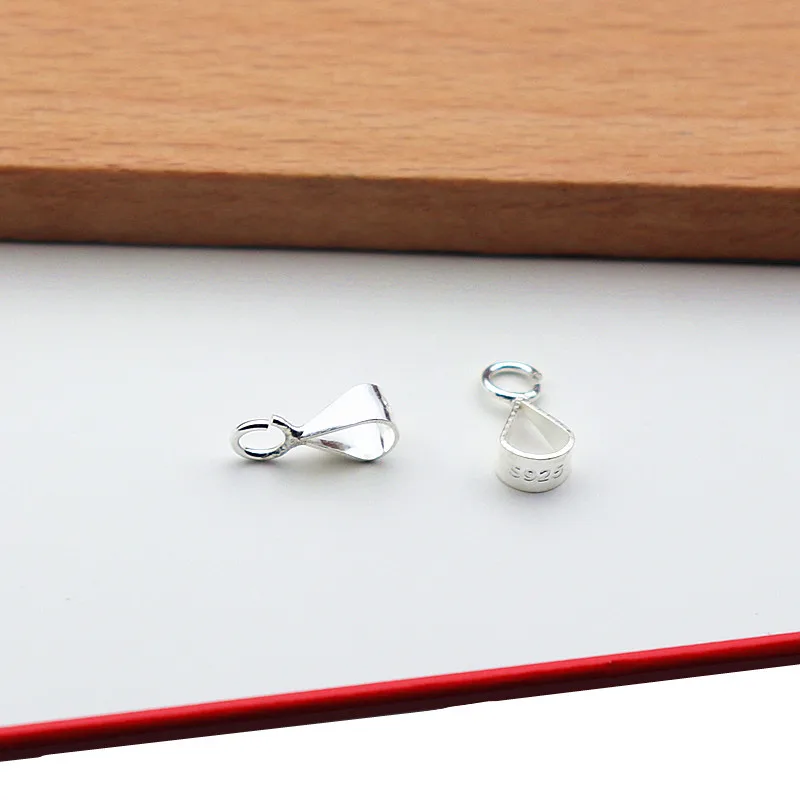 

1pcs Solid 925 Sterling Silver Buckle Pendant Jade Crystal Necklace DIY Jewelry Finding Components