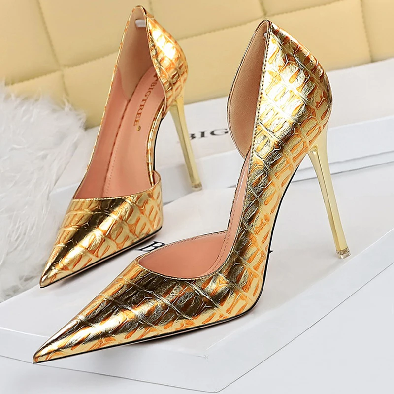 BIGTREE zapatos de tacón de aguja 11 Cm para calzado de tacón alto dorado champán, para boda, 2023| | - AliExpress