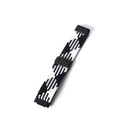 Magnetic Nylon Elastic Loop Braided Stretchy Replacement Wristband - Fitbit Charge5 6 (Z black white)