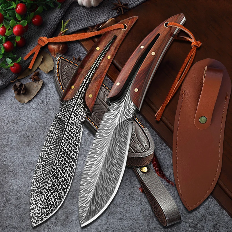 

Stainless Steel Utility Knife Kitchen Boning Knives Chef Slicing Meat Cleaver Butcher Knife Fishing Cutter with Wood Handle