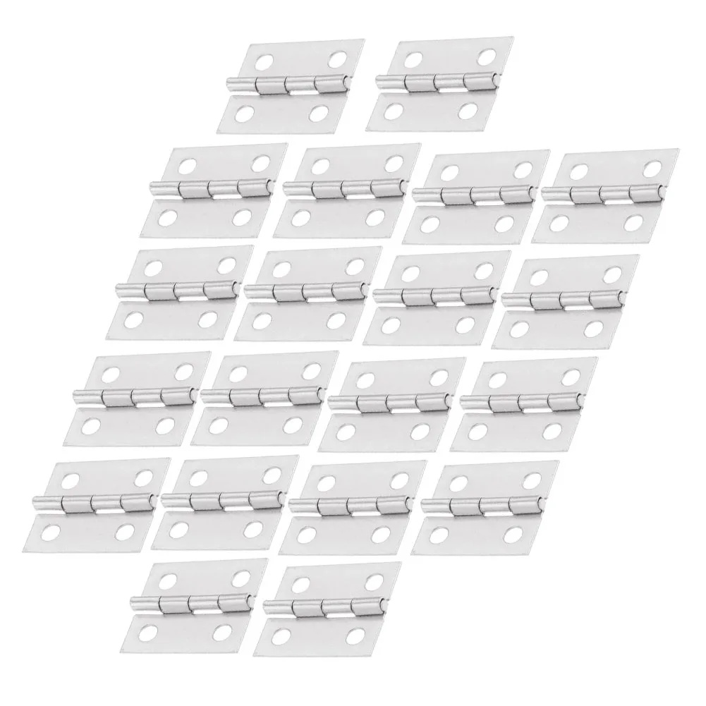 50Pcs Brass Hinge Set For Small Craft Door Jewelry Gift Boxes Wine Boxes Tool Accessories Silver 8x10mm