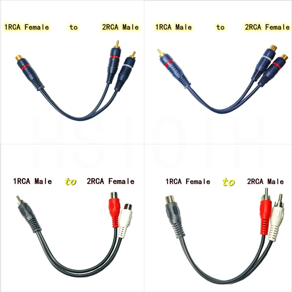 Premium Gold-Plated RCA Audio Splitter Cable - Dual Male to Female Adapter