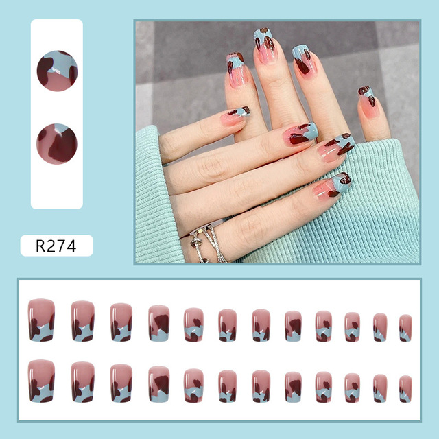 Checkerboard Fake Nails Press on False with Designs Set Fashion Save Time Wearable Manicure Patch False Nails With Glue