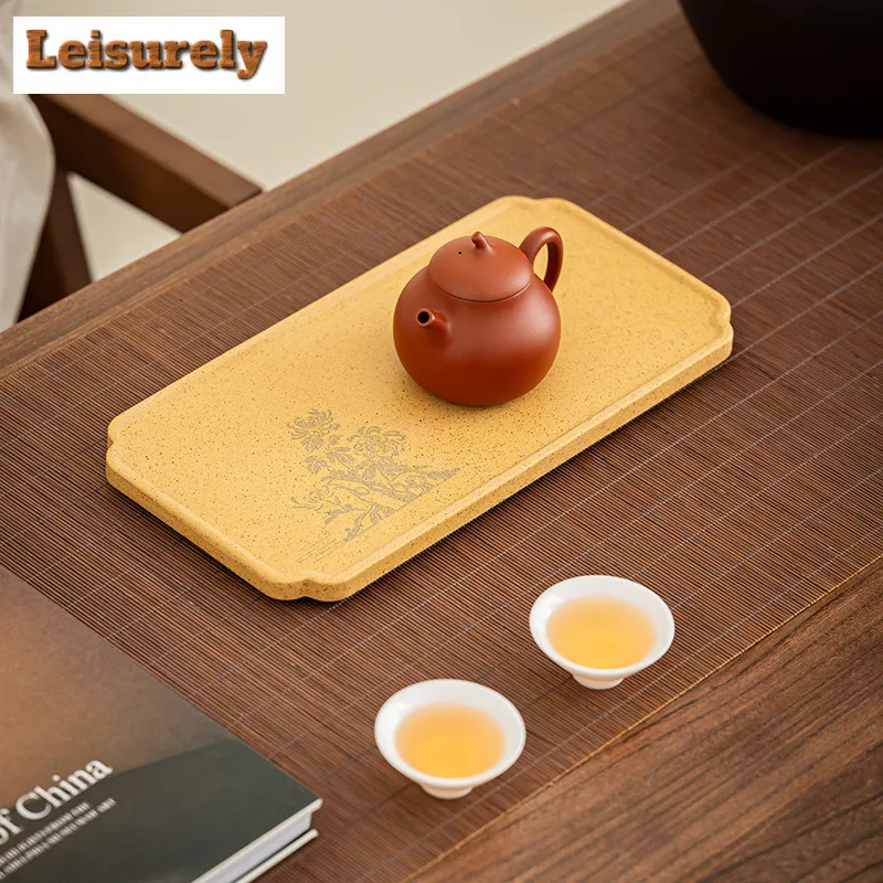 Purple Clay Raw Ore Section Mud Rectangle Tea Tray Snack Plate Coffee Storage Board Organizers Desk Dishes For Serving Tableware