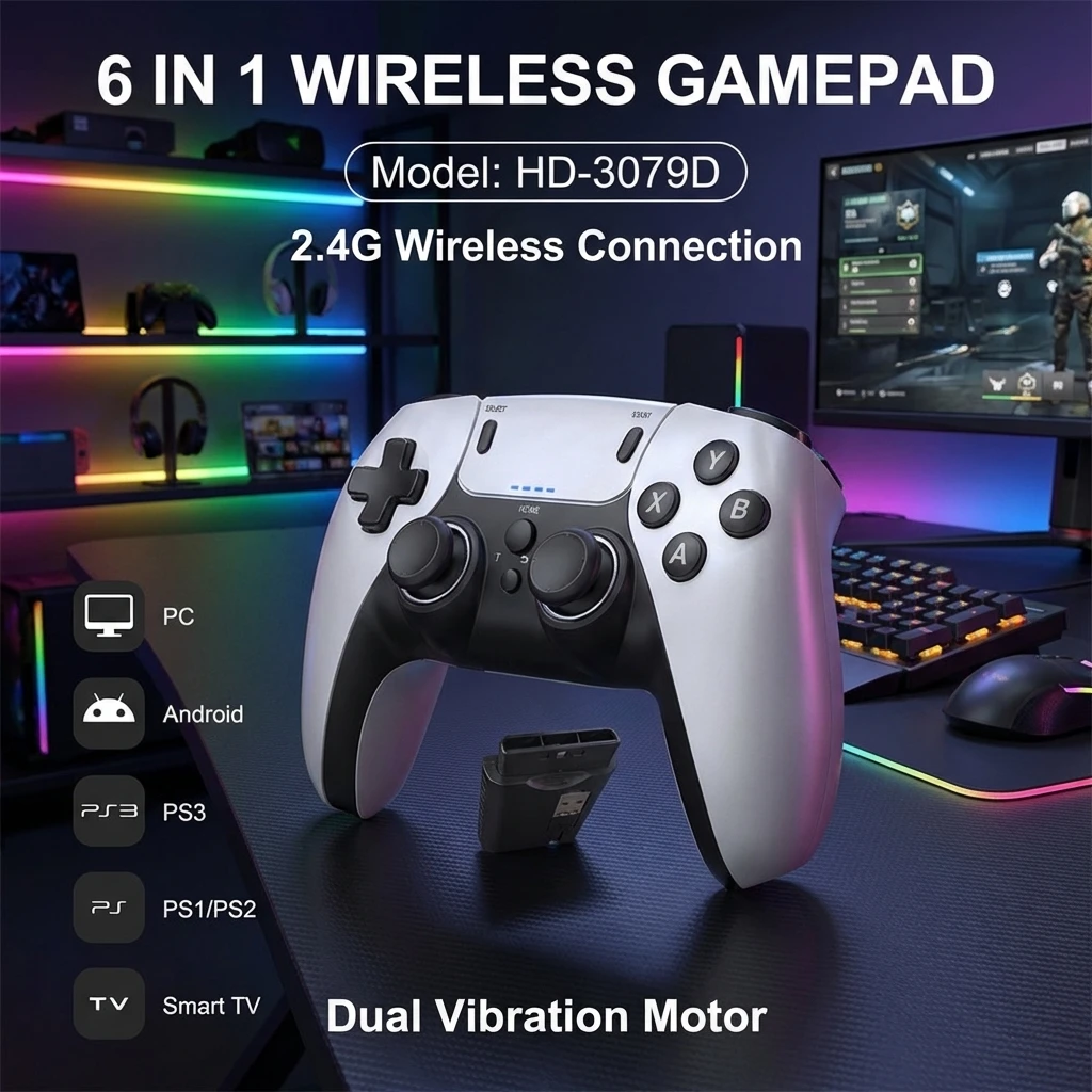 Wireless Gaming Controller - Handheld Game Console with Entertainment Gamepad for PS1 PS2 PS3 PC Android - 6