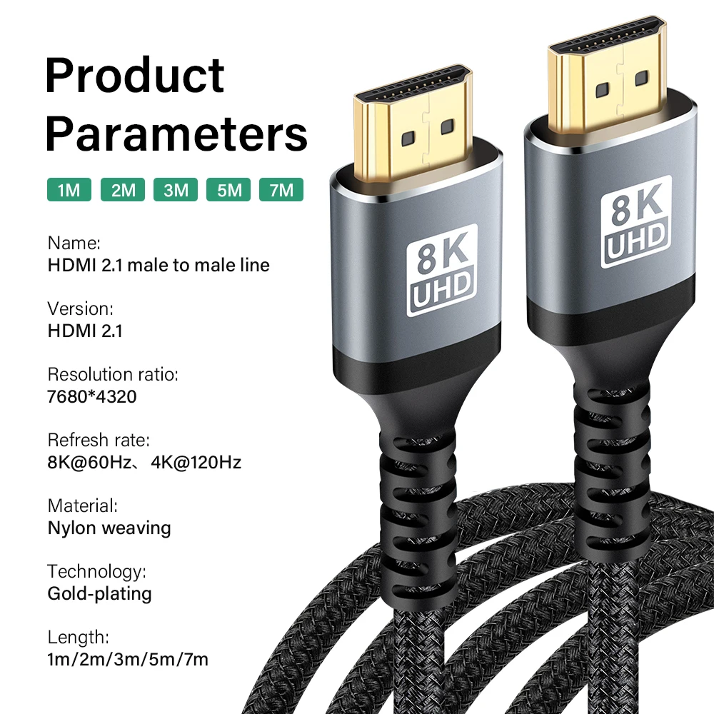 HDMI 2.1  ̺, HDTV ø ó PS5 PS4 Ϳ, EARC   UHD 1M 7M, 8K, 60Hz, 4K, 144Hz, 48Gbps