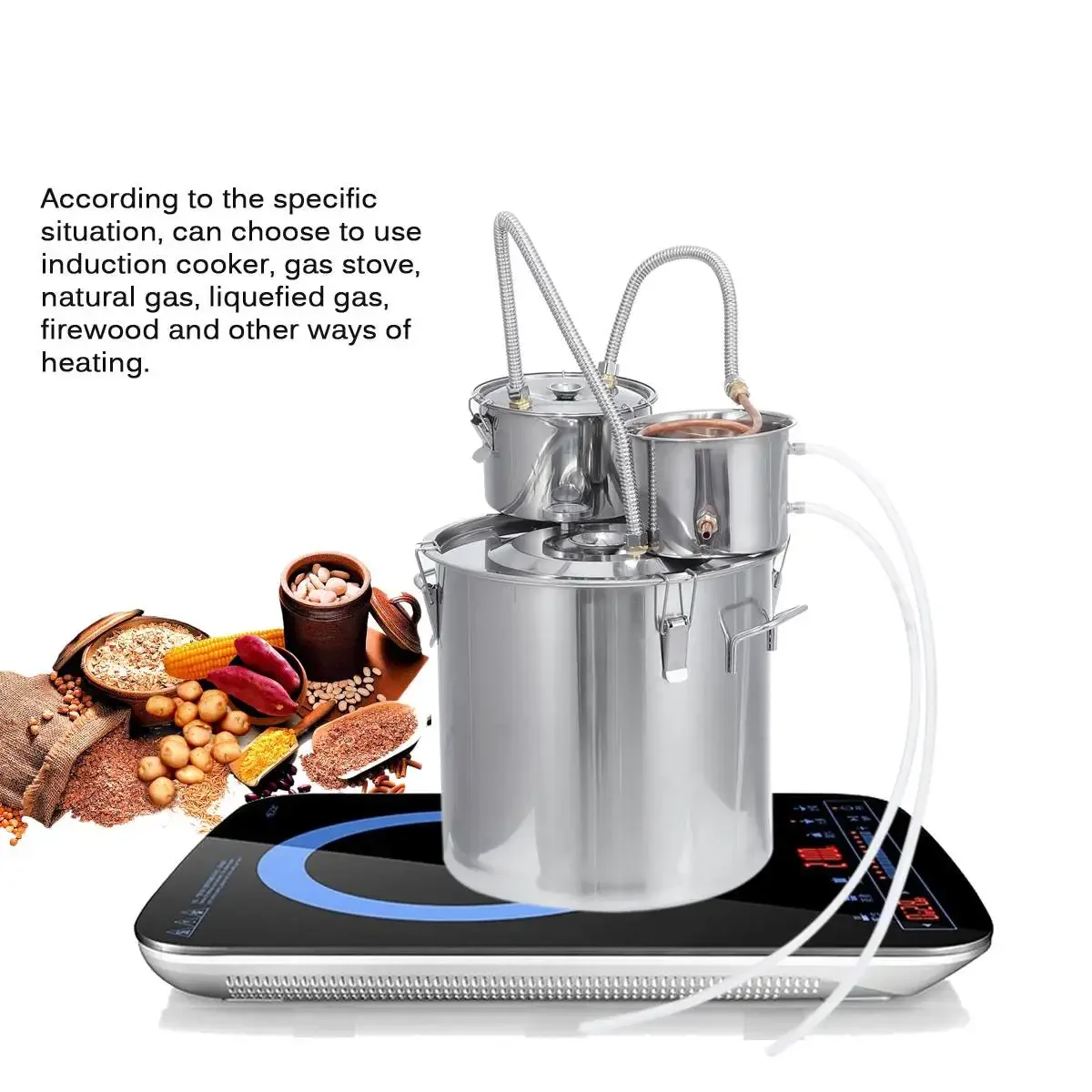 12/20L 3pot Distiller Wine Brewing Machine  Alcohol Still Stainless Copper DIY Home Brew Water Wine Essential Oil Brewing Kit 3
