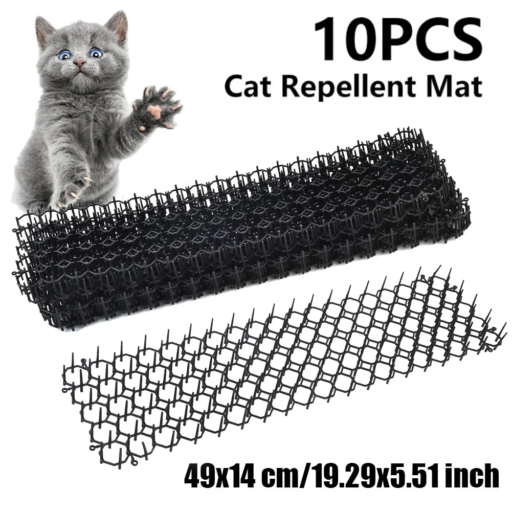 

10Pcs Cat Scat Mat Spike Anti-Cat Pest Deterrent Garden Repellent Animal Scarer Stop Cats Garden Tools Cat Fence Pet Supply ABS