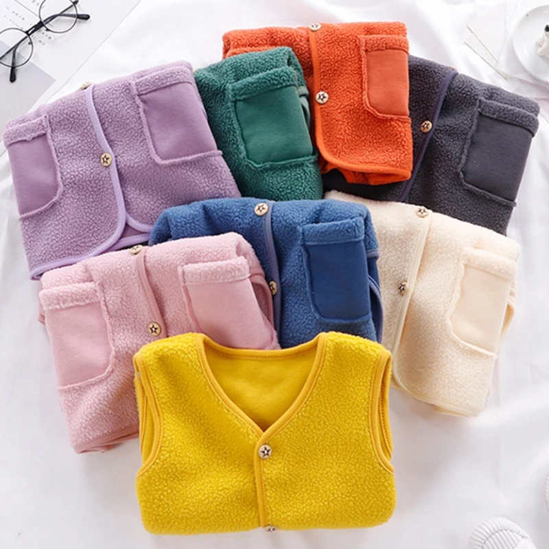 Autumn Winter Children Boys Girls Warm Fleece Baby Waistcoats 0-1Y Children Thicken Warm Outerwear baby waistcoat
