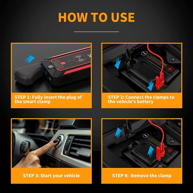 UTRAI 2500A Car Battery Starter Portable Power Bank 10W Wireless Charger  LED Light Safety Hammer Car Jump Starter - AliExpress