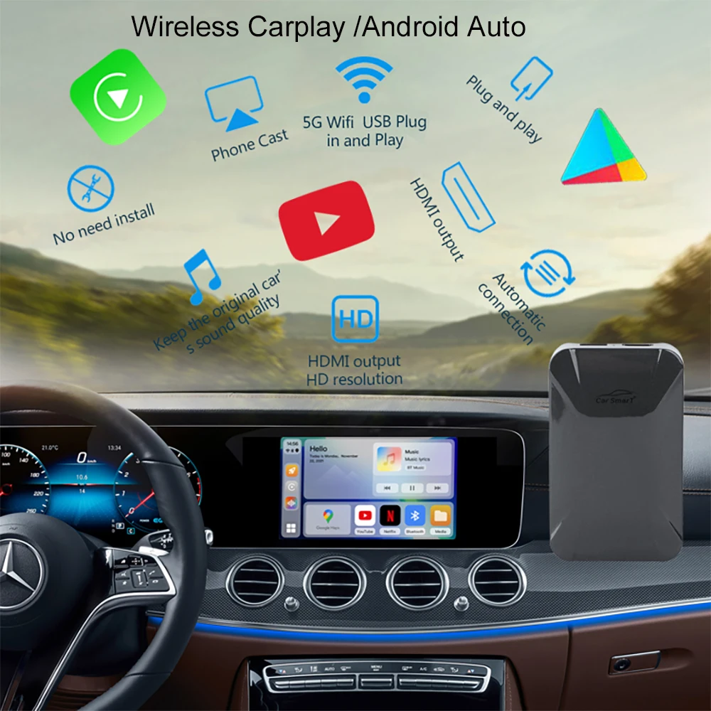 Road Top Wireless Carplay Ai Box für Audi Volkswagen Porsche Skoda Seat 2016-2021 Jahr mit OEM Carplay Auto Video TV Box Multimedia Player Android System Netflix YouTube