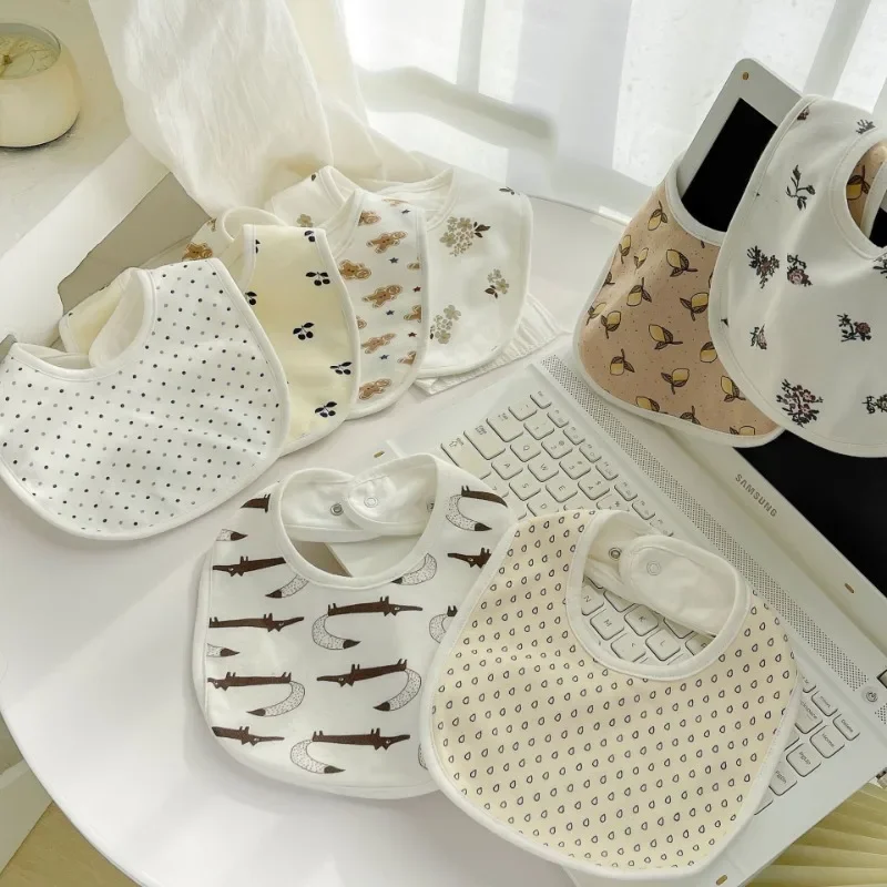 

ins Baby bib Baby eating bib Square double knit cotton breathable drool towel for baby boys and girls