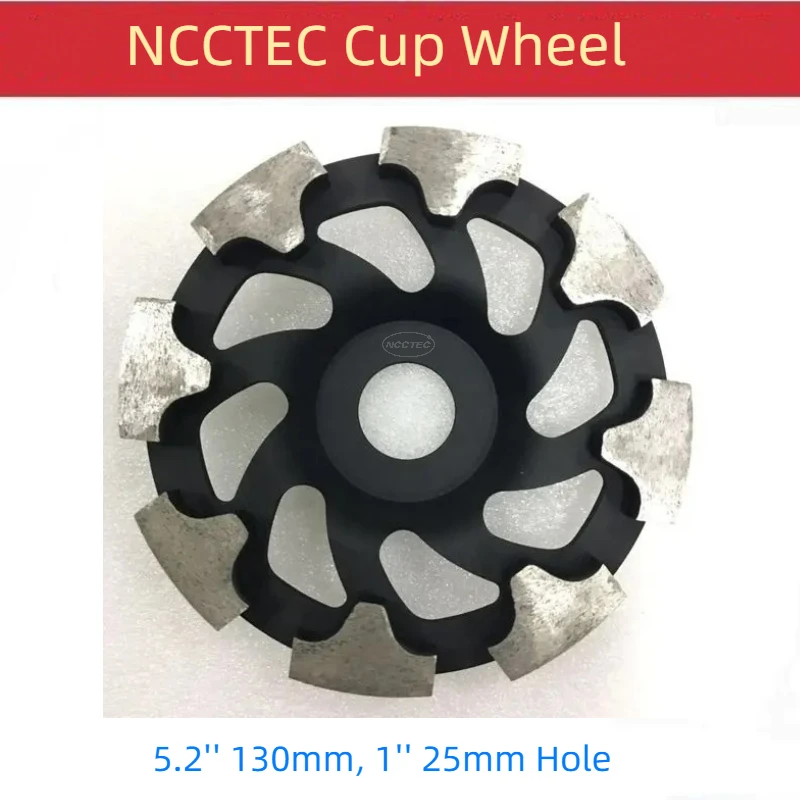 5.2'' T Segments Cyclone Diamond Sintered Grinding Cup Wheels 1'' 25mm Hole 130mm Concrete Grinding Discs for Hilti Grinder