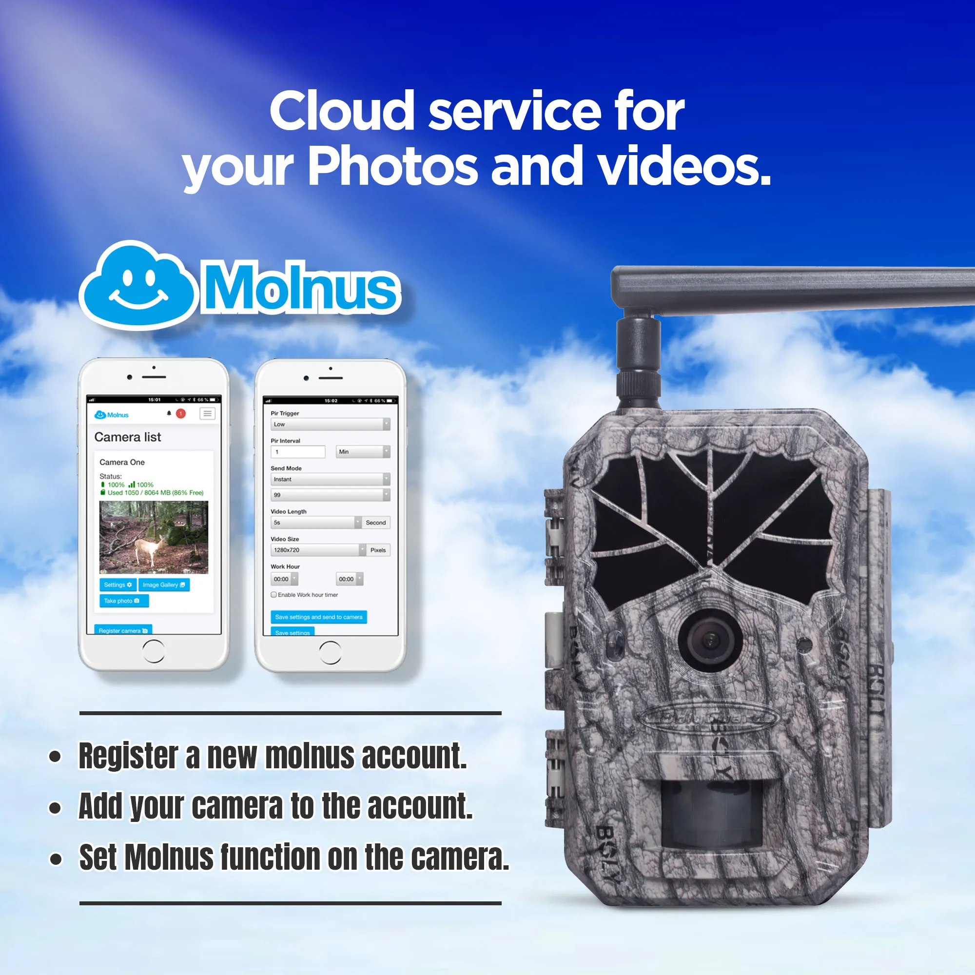 Caméra trail BolyGuard BG636 4G/LTE 36MP cloud Molnus étanche IP68 pour surveillance faune connectée