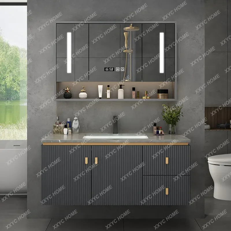 Light Luxury Bathroom Table Wash Face Wash Basin Cabinet Combination Smart Bathroom Mirror Cabinet