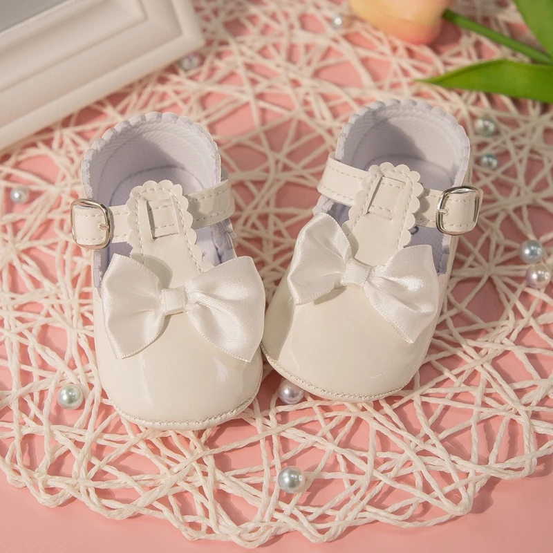 Princess Baby Girls Shoes Soft PU Leather First Walker Cute Bow Non-slip Rubber Sole Crib Shoes Toddler Infant Moccasins