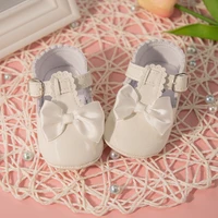 Princess Baby Girls Shoes Soft PU Leather First Walker Cute Bow Non-slip Rubber Sole Crib Shoes Toddler Infant Moccasins Shoes 1
