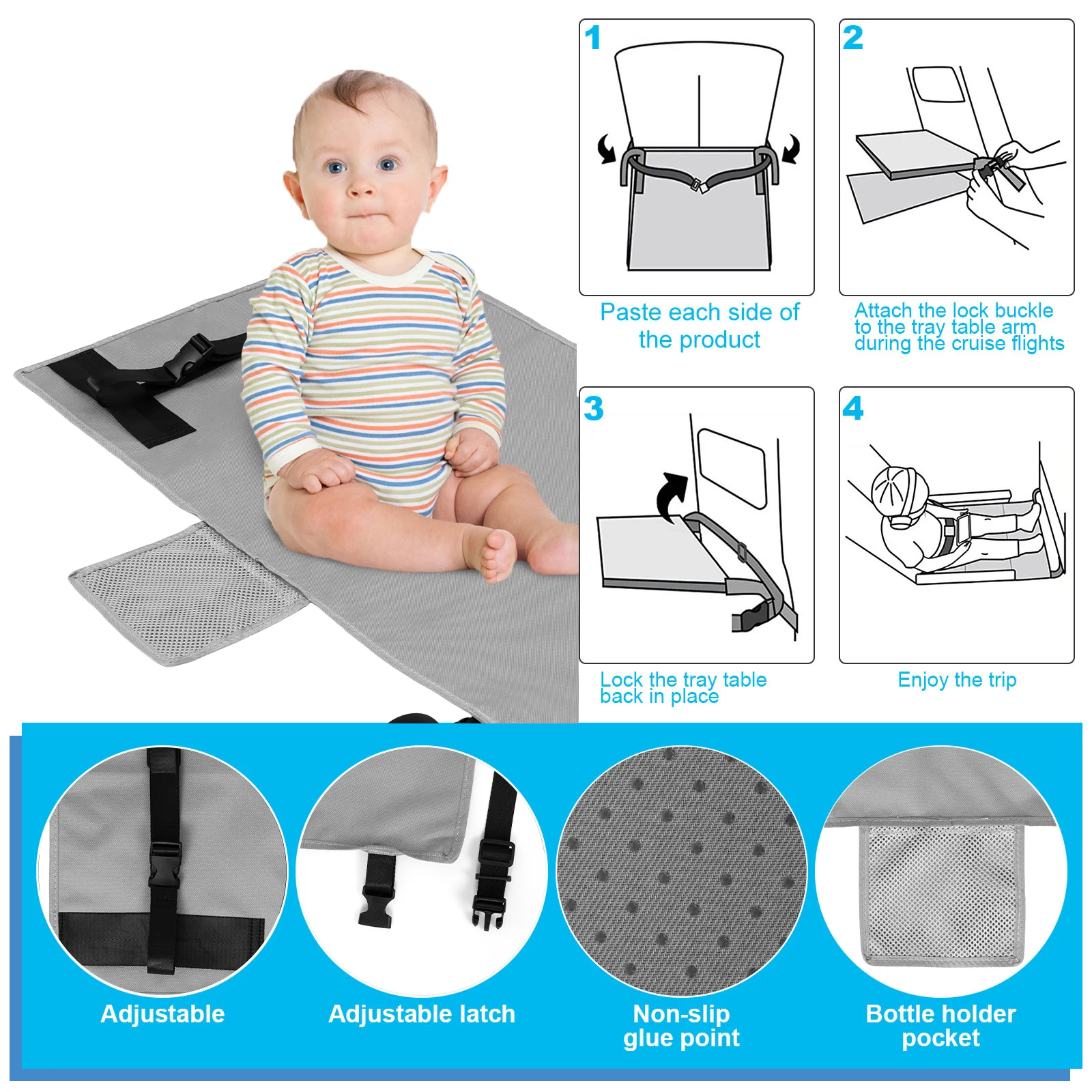 Portable Kids Travel Airplane Comfort Bed and Footrest Hammock