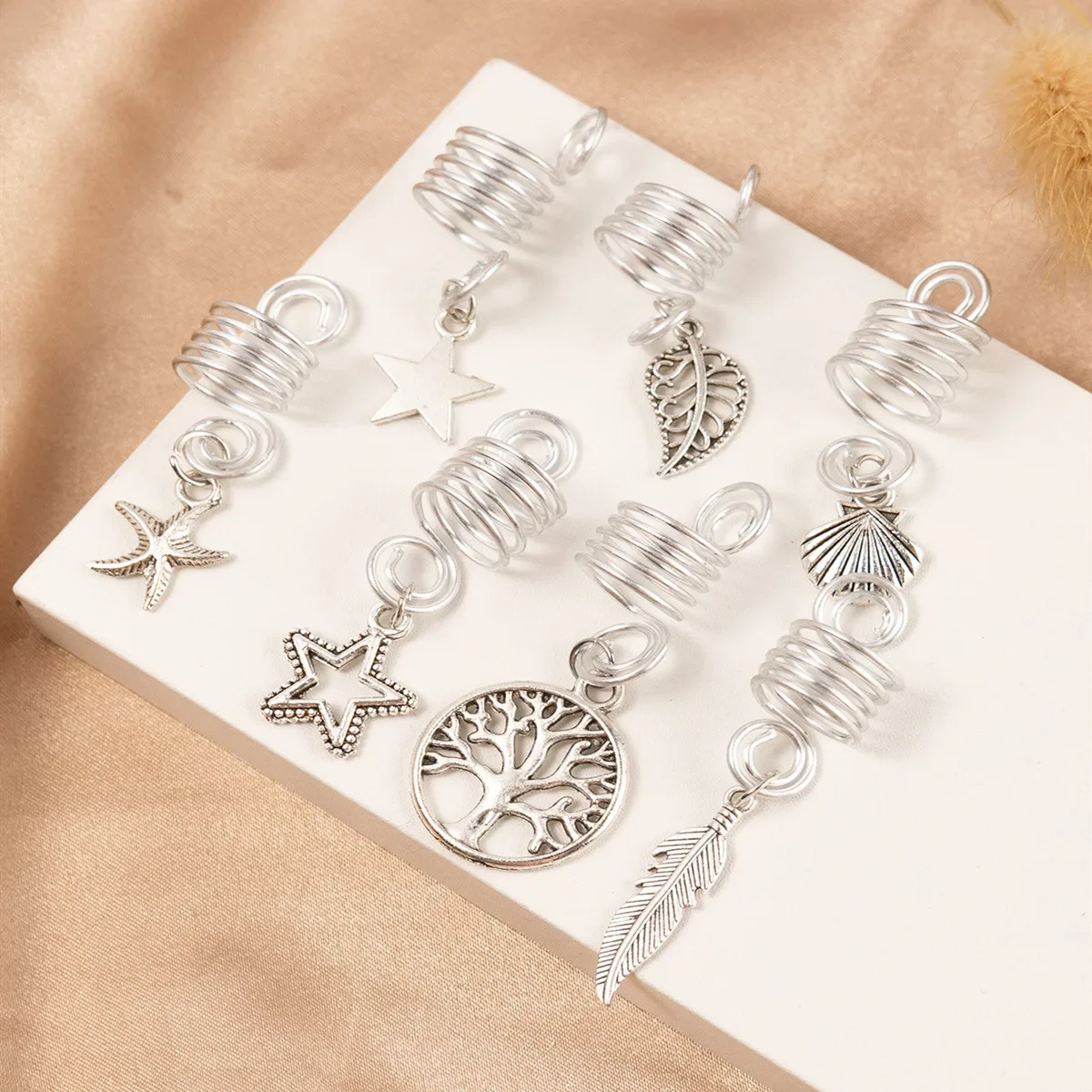 100 Pezzi Accessori Capelli Vikinghi - Anelli Regolabili Per Trecce E Dreadlocks, Argento - Foto 8