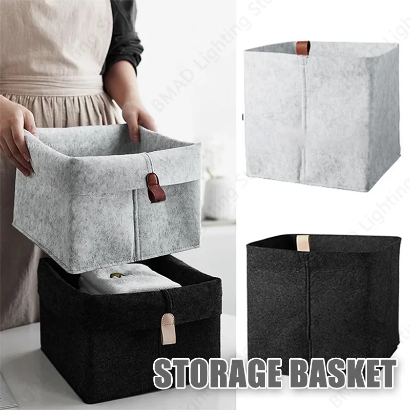 Clothes Felt Storage Baskets Home Bathroom Laundry Office Toy Organizer Box Underwear Sundries Bucket Dormitory Storage