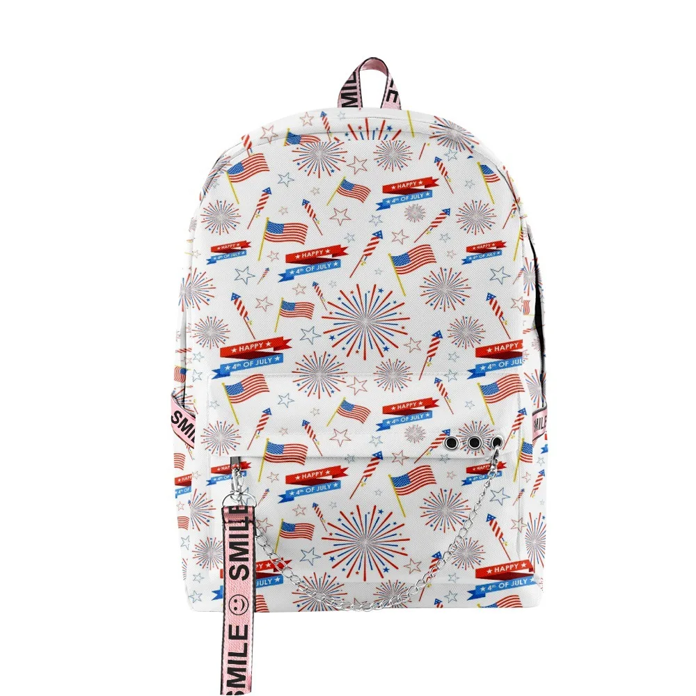 

Школьные ранцы унисекс в стиле Харадзюку, Водонепроницаемые многофункциональные дорожные ранцы из ткани Оксфорд с 3D-принтом для ноутбука в стиле американского Дня независимости