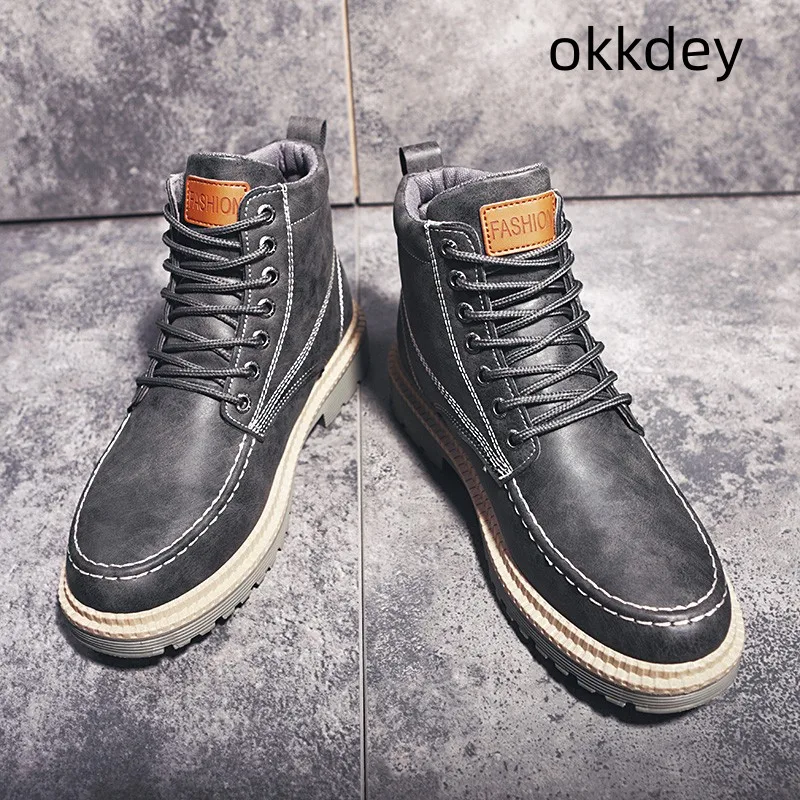 MensHighTopBootsRoundToeFashionWearResistantOutdoorBritish