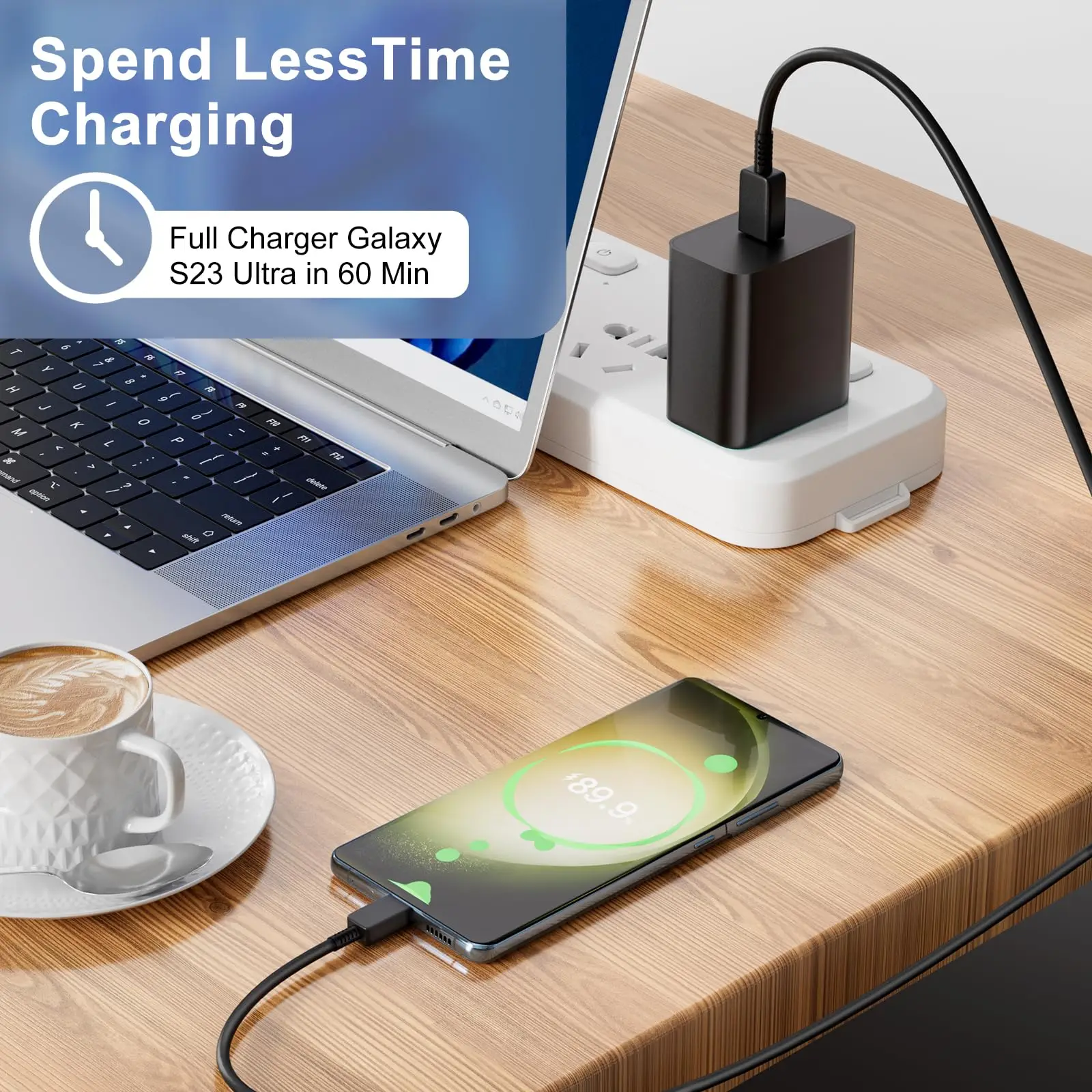 Dual Pack 45W USB-C Fast Charger with 2m Cable - Enhanced Power Adapter