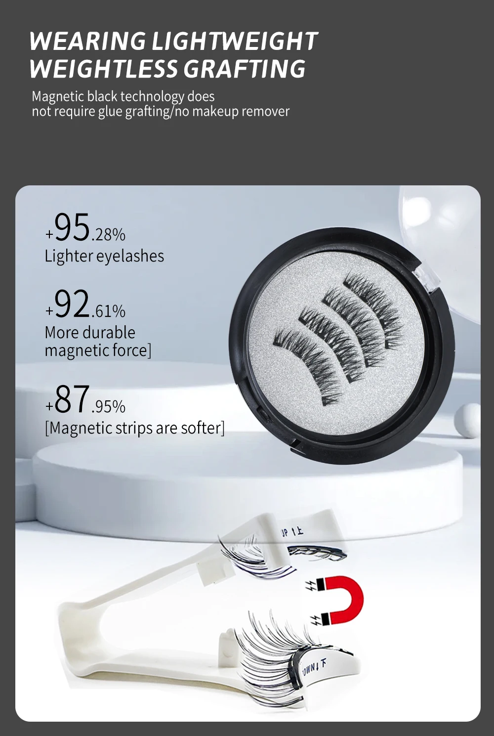Description Picture 3 of item1 Pair Per Box Magnetic Lashes with Applicator Makeup Soft Reusable No Glue Needed Natural Magnetic Eyelashes Vendor