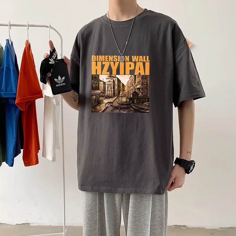 

High Quality Trend Oversized T-shirt Men's Summer Harajuku Baggy Short Funny Sleeve T-shirt Japanese Style Couple Tops for Teens