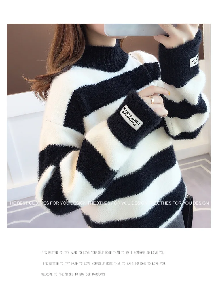 pink sweater 2022 Long Sleeve Women Turtleneck Sweater Autumn Winter Cashmere Thick Warm Oversized Sweater Knitted Jumper Top Pull Femme ladies sweater